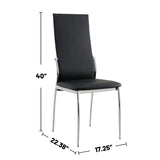 ZUN Set of 2 Padded Black Leatherette Dining Chairs in Chrome Finish B016P156843