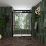 S-RM6076TB 56-60"W x 76"H Sliding Shower Door, Frameless Glass Shower Door with Matte Black W1865P189853