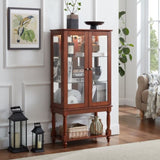 Curio Cabinet Lighted Curio Diapaly Cabinet with Open Storage Space,Solid Wood Legs and adjustable W1693P216941