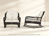 Heavy Duty PE Wicker Patio Rocking Chair 400LBS, Outdoor Rocker with Removable Washable Sponge 98091753