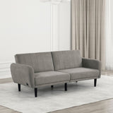 Contemporary Converts to Bed Gray 1pc Futon Sofa Channeled Tufted Back Soft Track Arm Couch W USB B011P309284