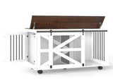 47.2" Mobile Dog Crate with Flip-Top Feeding Door, Dual-Access & 5 Caster System , Side 26308140