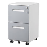 2 Drawer Mobile Locking File Cabinet, Rolling Filing Cabinet for Letter/A4 Size With 5 Wheels,GREY W124770978