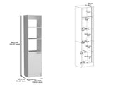 Linen Cabinet, 1 Door, 6 Shelves, White B097P199753