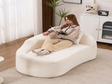 Curved Chaise Lounge Chair Indoor, Modern Chenille Sofa Couch with Deep Seat Sofa Bed with 1 Pillow, W2231P401698