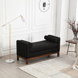 53.5"W Elegant Upholstered Bench, Ottoman with Wood Legs & Bolster Pillows for End of Bed, Bedroom, W1852137244