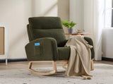 Modern Accent Rocking Chair Rocking Chair with Solid Wood Legs, Upholstered Nursery Glider Rocker, 86624007