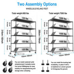 ZUN 5 Tier 7500lbs Heavy Duty Adjustable Storage Rack Metal Shelf Wire Shelving Unit with Wheels & Shelf W155083059