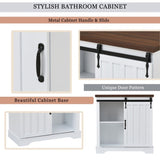 ZUN Bathroom Storage Cabinet, Freestanding Accent Cabinet, Sliding Barn Door, Thick Top, Adjustable WF287852AAK