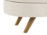 Ottoman Oval Storage Bench,Rubber Wood Legs, Beige W48746798