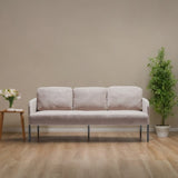 3 Seater Beige Polyester Fabric Sofa, Modern Upholstered Sofa, Comfy Small Couches for Small Space W1164P239083