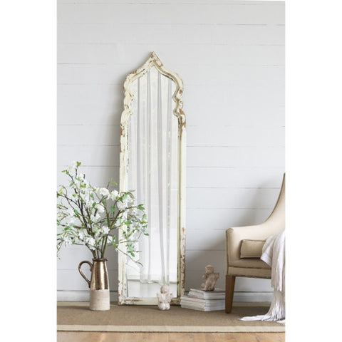 ZUN 19x1.6x73.2" Oversized Full Length Floor Mirror, Vintage White Shabby Chic Wooden Frame for Leaning, W2078124333