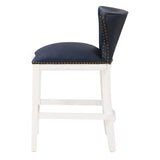 Macon Midnight Blue Faux Leather and White Wood Counter Stool B050P364431