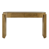 TREXM Entryway Table with Natural Wood Grain Finish, Console Table with Fluted Design, Oval Top and N715P288632D