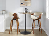 Contemporary Adjustable Bar Table in Black Metal and Walnut Wood Top B202P223300