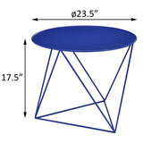 Blue Geometric Metal Base Accent Table B062P186427