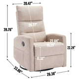 ZUN Manual Recliner Chair with Rocker and Swivel in Fabric for Living Room, Beige W1803P252280