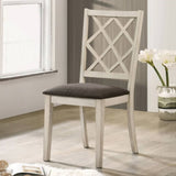Set of 2 Fabric Upholstered Side Chairs in Antique White and Gray B016P156544