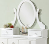 ZUN Ashley Wood Make-Up Vanity Table and Stool Set, White T2574P163837