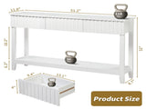 Modern Console Table with 3 Drawers and Open Storage Shelf, Entryway Table Narrow Long Sofa Table 09904615