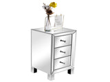 3-Drawer Mirrored Bedside Table MDF Cabinet with Mirrored Drawers Silver 12480391