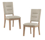 ZUN Light Oak Finish Beautiful Dining Chairs Set of 2pc, Upholstered Seat and Back Beige Fabric Rustic B011P238899