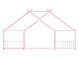 Pink Flat Bed House Shape with Side Guardrails Twin Children's Iron Bed 57389908
