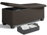 Ottoman Storage Bench, Faux Leather 30" Storage Ottoman Bench, Brown 55449965