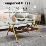 ZUN Coffee Table and End tables Set of 3, Tempered Glass Table with MDF layer, Modern Tables for Living 38109623