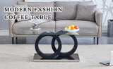Modern Style Glass Top MDF Coffee Table Black Base, Suitable for Living Rooms and Lounge Areas, W3226P279046