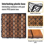 30 PCS Interlocking Deck Tiles Striped Pattern, 12" x 12" Square Acacia Hardwood Outdoor Flooring W2391P276690