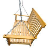 ZUN Front Porch Swing with Armrests, Wood Bench Swing with Hanging Chains,for Outdoor Patio ,Garden 05840270