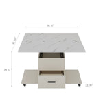 ZUN Modern Lift-Up Coffee Table with 4 Stools Set for Living Room Expandable 1 Hidden Storage + 2 65601144