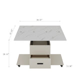 ZUN Modern Lift-Up Coffee Table with 4 Stools Set for Living Room Expandable 1 Hidden Storage + 2 65601144