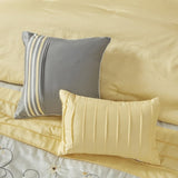 Embroidered 7 Piece Comforter Set Yellow Queen B03596980