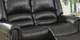 Plush Relax 1pc Manual Motion Loveseat Black Color Bonded Leather 2-Seat Couch Armrest Cushion B011P205579