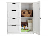 Tall Bathroom Cabinet with 1 Door 4 Drawers Vertical-Slat Finish Painted MDF Storage Cabinet 91171746