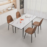 47"-63" extendable MDF modern dining and chair set, suitable for 2-6 people, white dining 32318093