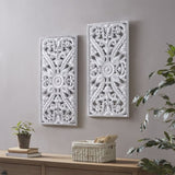 Distressed Carved Wood 2-piece Wall Decor Set B03598786