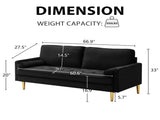 65-inch minimalist velvet sofa with metallic-coloured legs, complete with cushions, suitable for the W2795P321679