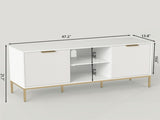Modern TV Stand with Wave-Design Doors, Open Shelf & Adjustable Shelf - Stylish and Functional for 14246610