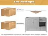 With Basin Grey MDF Lacquered Double Door & 2-Drawer Bathroom Vanity Cabinet with Decorative Molding 80408716