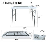 ZUN Outdoor Fish and Game Cutting Cleaning Table w/Sink and Faucet 16689897