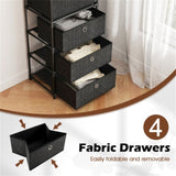 4-Drawer Fabric Storage Cabinet - Removable Foldable Drawers, Industrial Wood Top, Metal Frame with 35054697