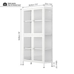 ZUN Four Glass Door Storage Cabinet with Adjustable Shelves and Feet Cold-Rolled Steel Sideboard W1673106109