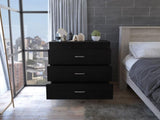 Melia Three Drawer Dresser, Superior Top, Metal Hardware -Black B07092095