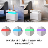 Nightstand LED Bedside Table Cabinet Lights Modern End Side with 2 Drawers for Bedroom W2178138722