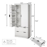 Farmhouse Pantry Storage with 2 Large Drawers, Tall Pantry Storage Cabinet with 8 Door Spice Rack, W2917P294993