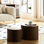 ZUN MDF nested table set 2 pieces, handcrafted round coffee table in living/lounge area, walnut color W2085P231698