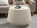 Off-White Magnesium Oxide Fluted Tapered Side Table 16.54" Top Diameter Round End Table W5351P456829